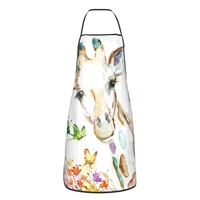 giraffe butterfly floral apron decoration tropical animal theme animal lover adjustable straps apron gardening kitchen painting