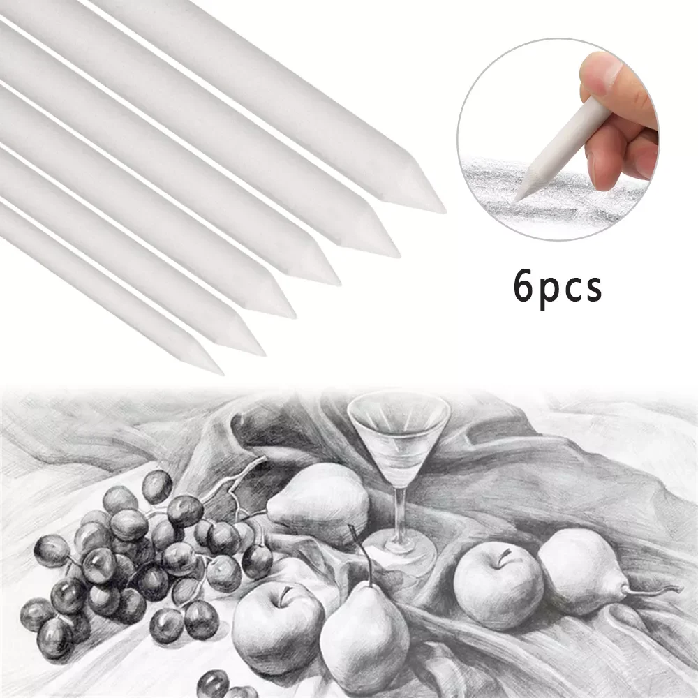 

6pcs Sketch Pen Blending Smudge Stump Stick Tortillon Sketch Art Drawing Pen Sketch Paper Sandpaper Pencil Sharpen Drawing Tool