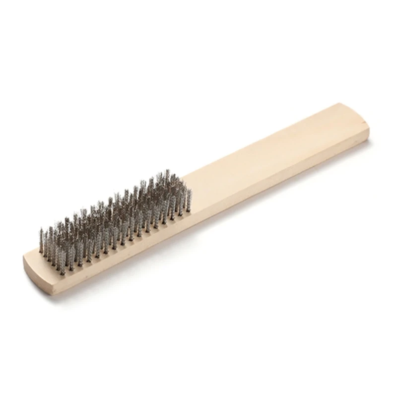 

Portable- Wire Brush 6 Row Bristle Wire Brush for w/ Wood- Handle for Cleaning Metal Surface- Texturing Removes Dirt 2 T