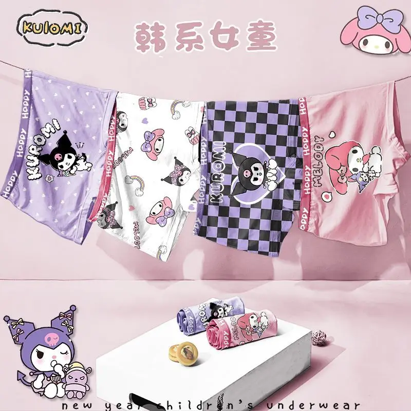 Хлопковые треугольные детские трусы с аниме Sanrio Kuromi Симпатичные удобные боксеры
