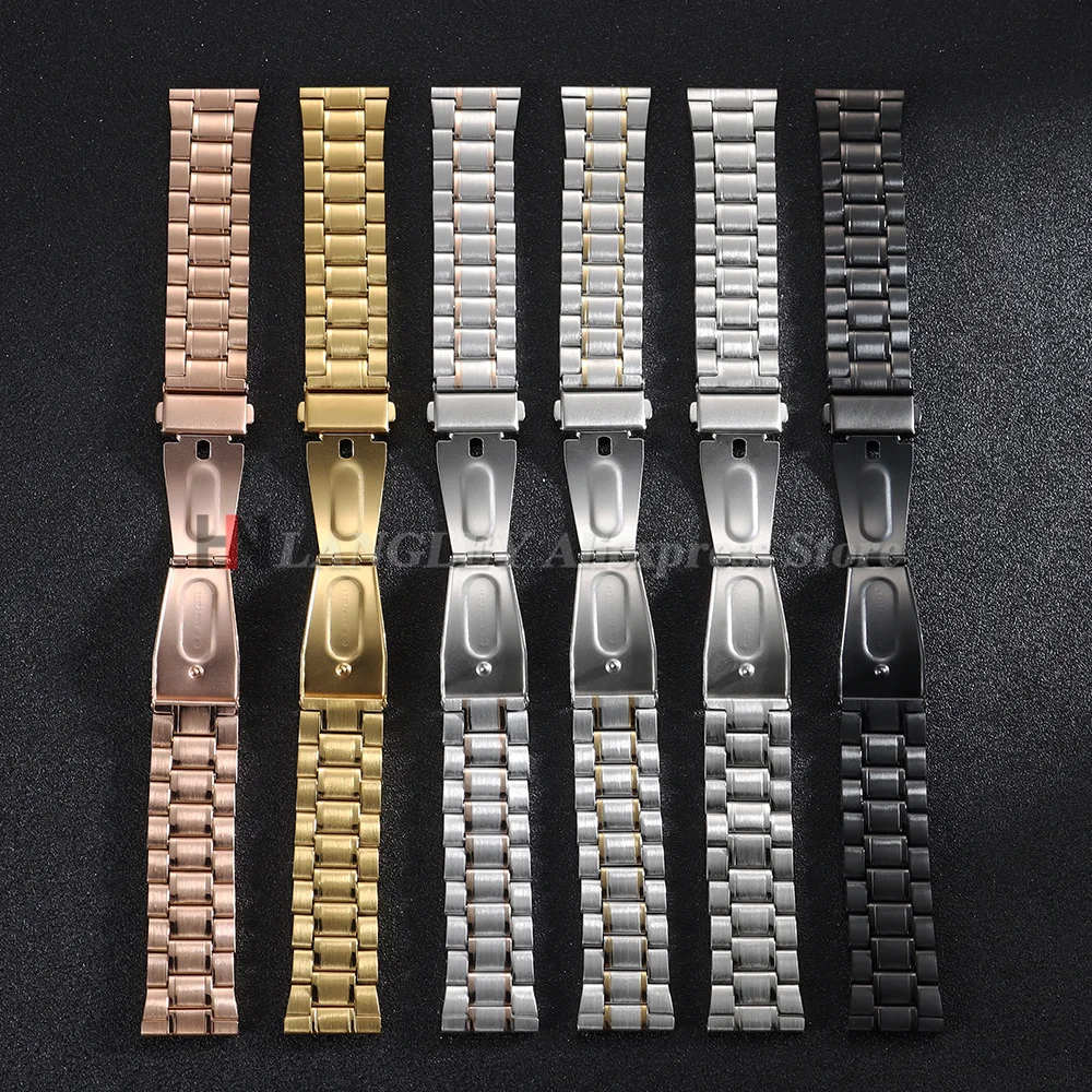 Фото 22-миллиметровый ремешок для часов из нержавеющей стали для Rolex и Seiko, многоцветный, 3-рядный, металлический, быстросъемный, с раскладывающейся застежкой №3