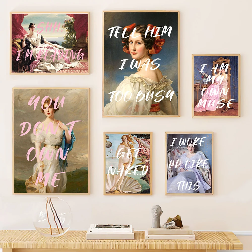 Ретро Забавный фильм вдохновляющая Цитата портрет девушки абстрактное феминистское Искусство Холст Живопись Плакат Настенные картины для декора спальни