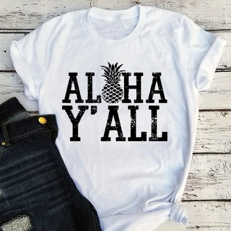 

Aloha Y'all Shirt Hawaiian Shirts Kawaii Women Clothing Hawaiian Gift Hawaiian T-Shirt Hawaii Travel Tee Summer Beach Style m