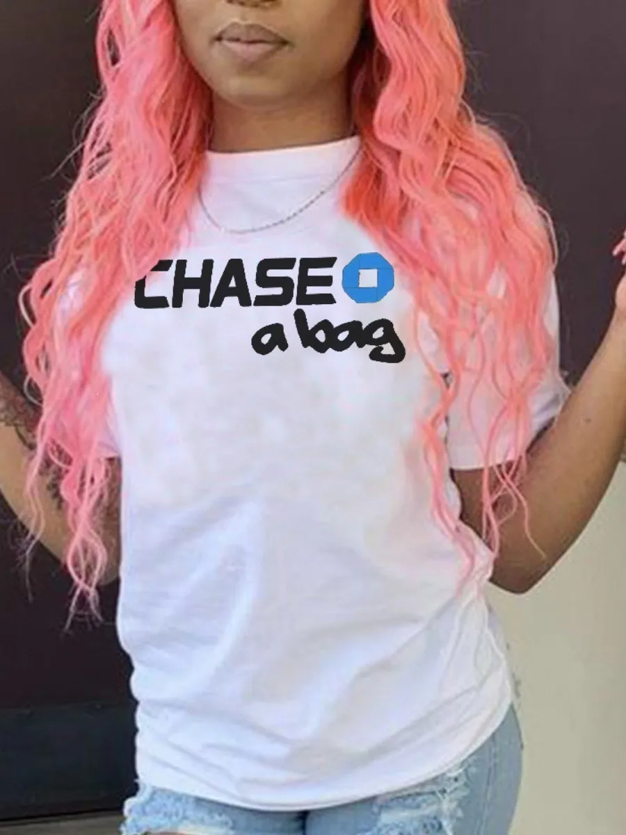 

LW summer short sleeve T-shirt Letter Print T-shirt Woman Round Neck Short Sleeve Loose Cotton Tees Top Casual Vintage Lady Tee
