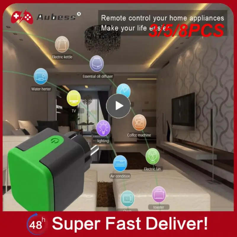

3/5/8PCS 16a Tuya Wifi Eu Smart Socket Remote Control Smart Life App Smart Wifi Plug Smart Plug With Alexa Google Home Eu Outlet
