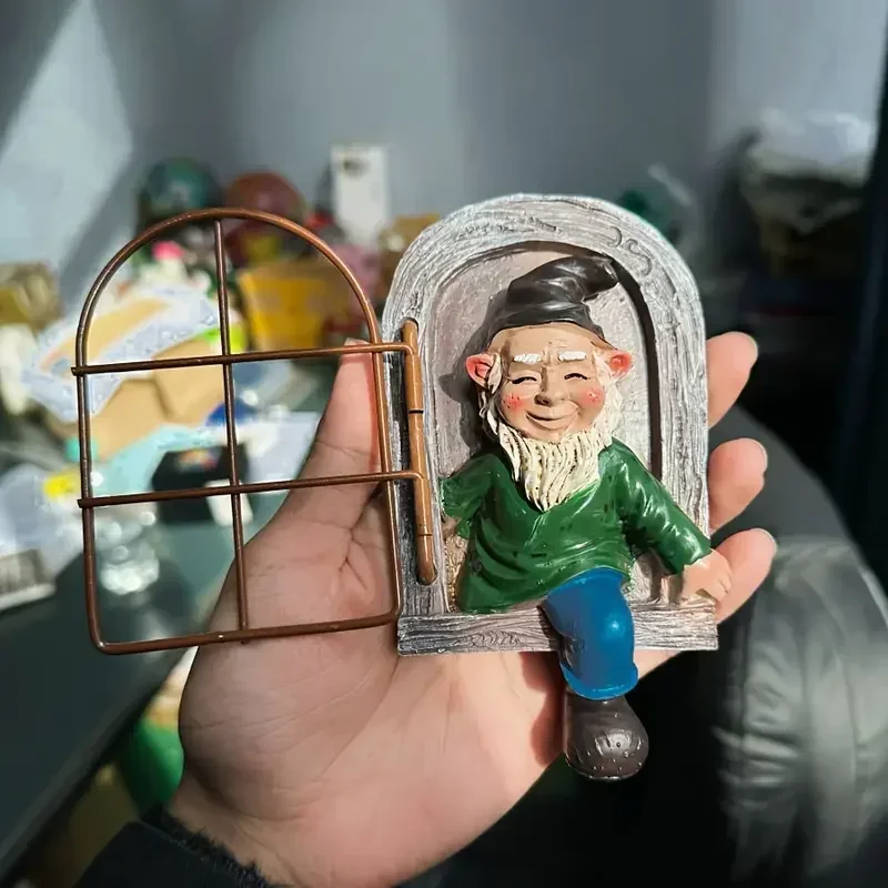 ЭРМАКОВА Смола Эльф на дверь Дерево Обіггер Сад Гном Статуя Печер Скульптура