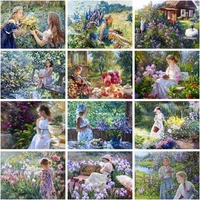 gatyztory painting by numbers girl drawing on canvas handpainted garden art gift diy pictures by number figure kits home decor