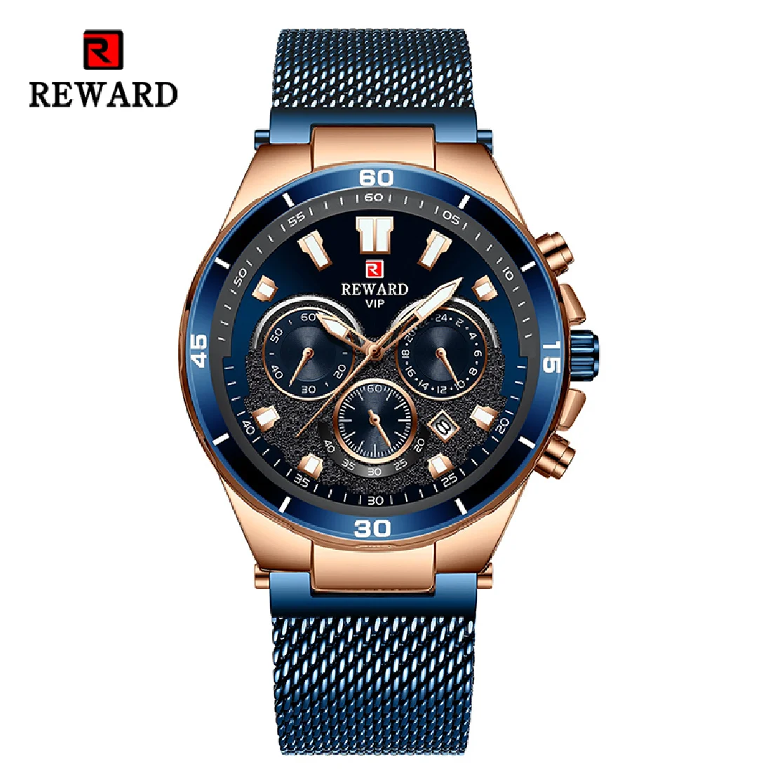 REWARD Men Wristwatch Luxury Waterproof Stainless Steel Watches Fashion Calendar Chronograph Wrist Watches Gift for Him