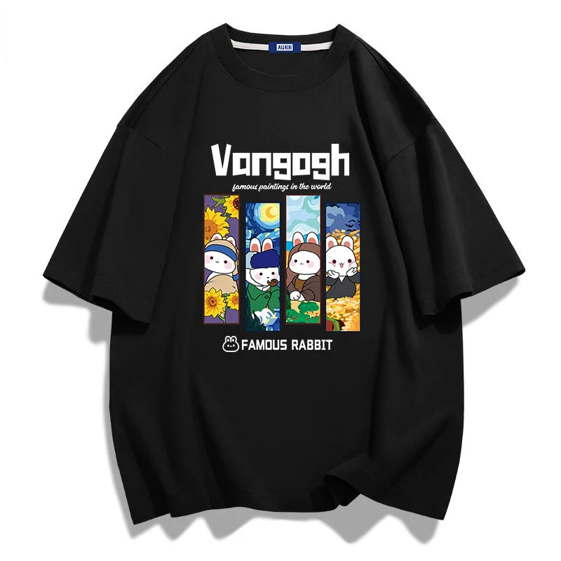 

Van Gogh T Shirt Cotton Men Woman Brand Rabbit Animal Print Comfortable Luxury High Quality 2023 Oversized Fashion Tees Clothing