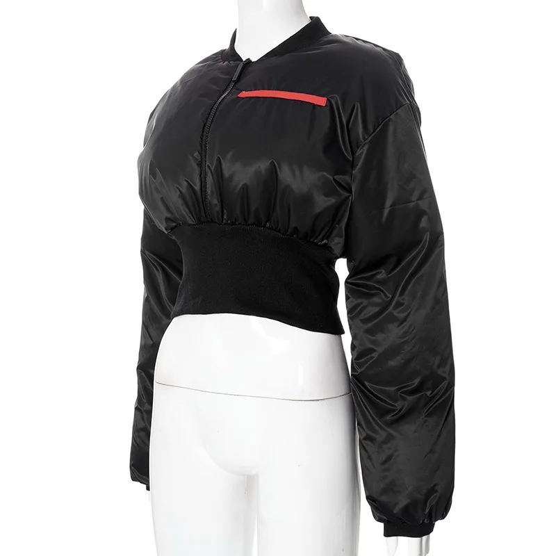 Women's 2022 autumn and winter new fashion solid color zipper slim waist long-sleeved short cotton top y2k clothes women outfits