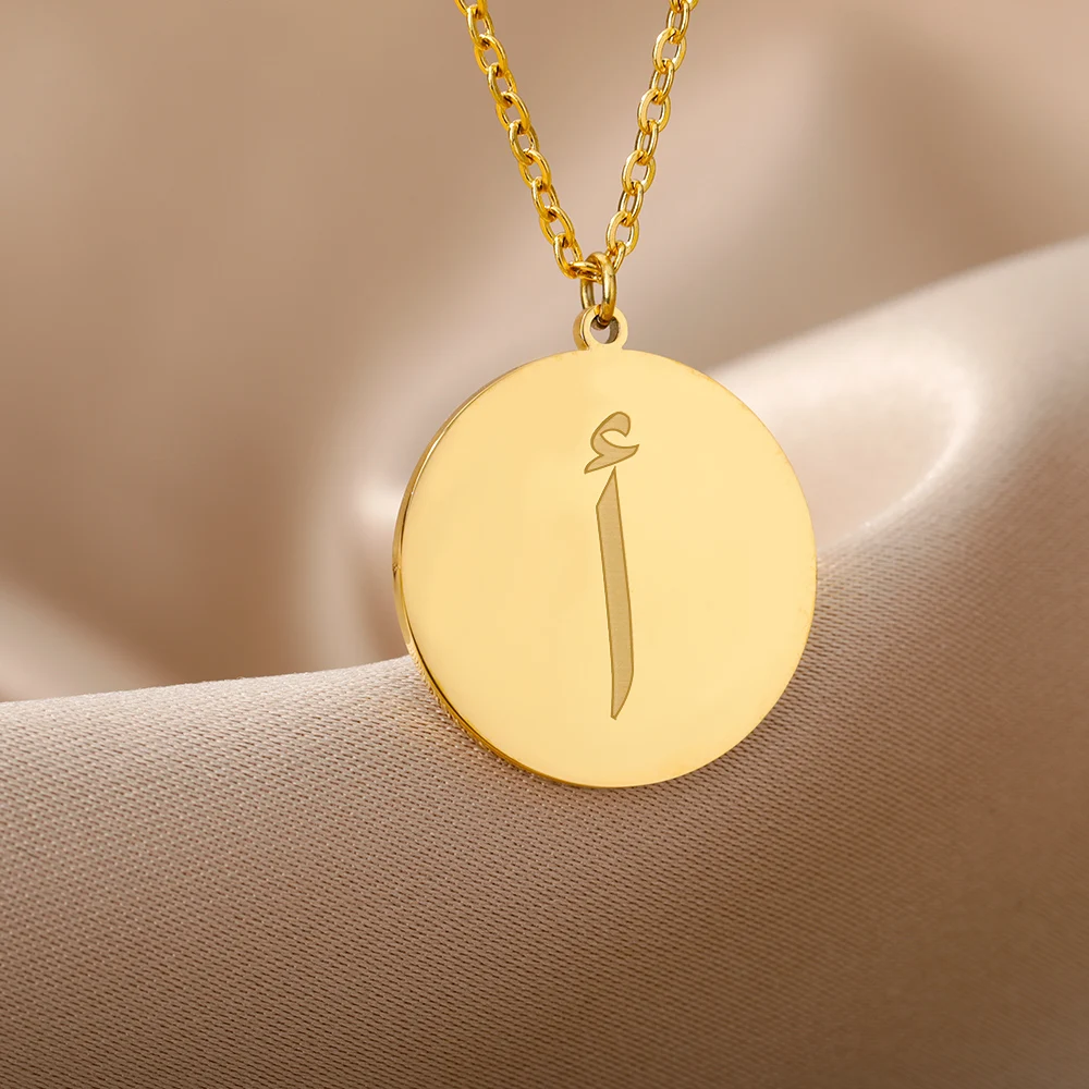 

Vintage Goth Arabic Letter Pendant Necklaces for Women Stainless Steel Gold Chain Cute Choker Accessories Necklace Jewelry 2022