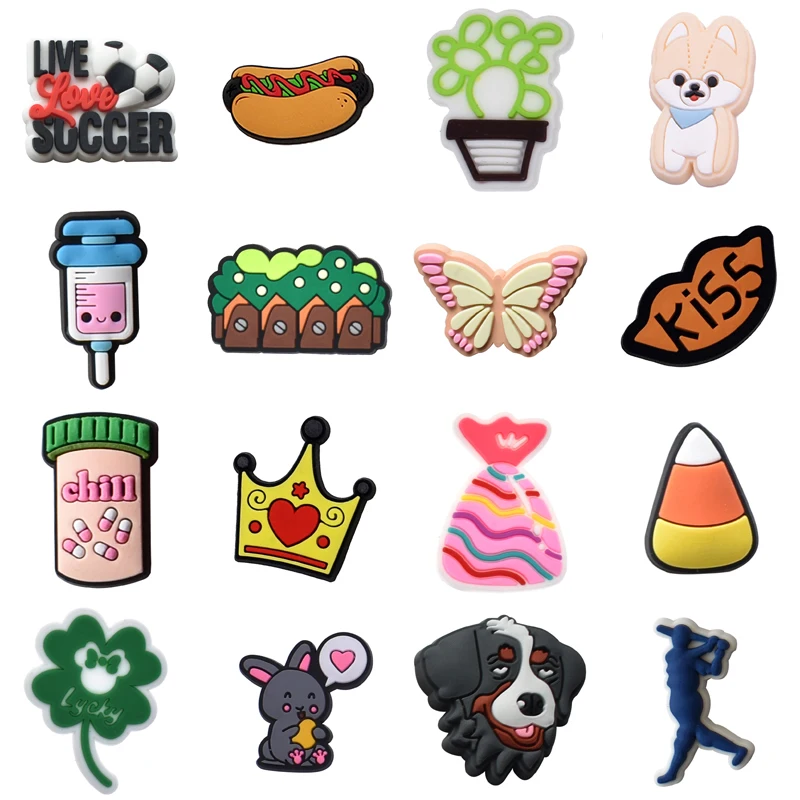 

Single Sales 1Pcs Popular PVC Shoes Charms Accessories Fit Croc Wristband Garden Clog Pins Decorations Boys Girls Party Gifts