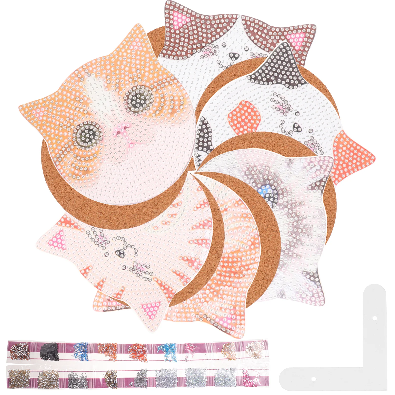 

1 Set DIY Craft Kits Coasters Kits Coaster Sets Cat Coasters Kit