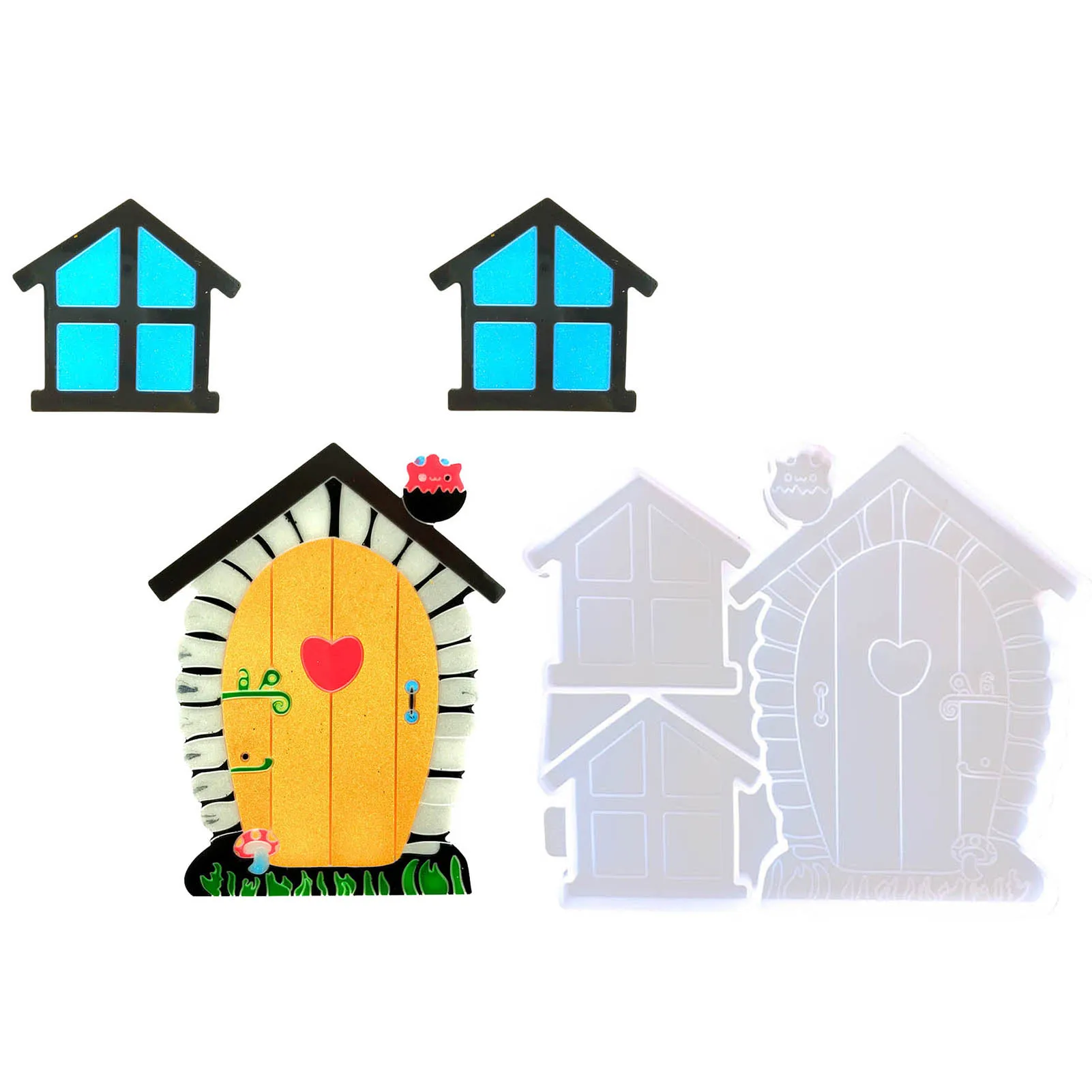 

Силиконовая форма для сказочного дома, 3D Силиконовая литье, форма «сделай сам» для изготовления окон и дверей, украшение для деревьев, сада, ...