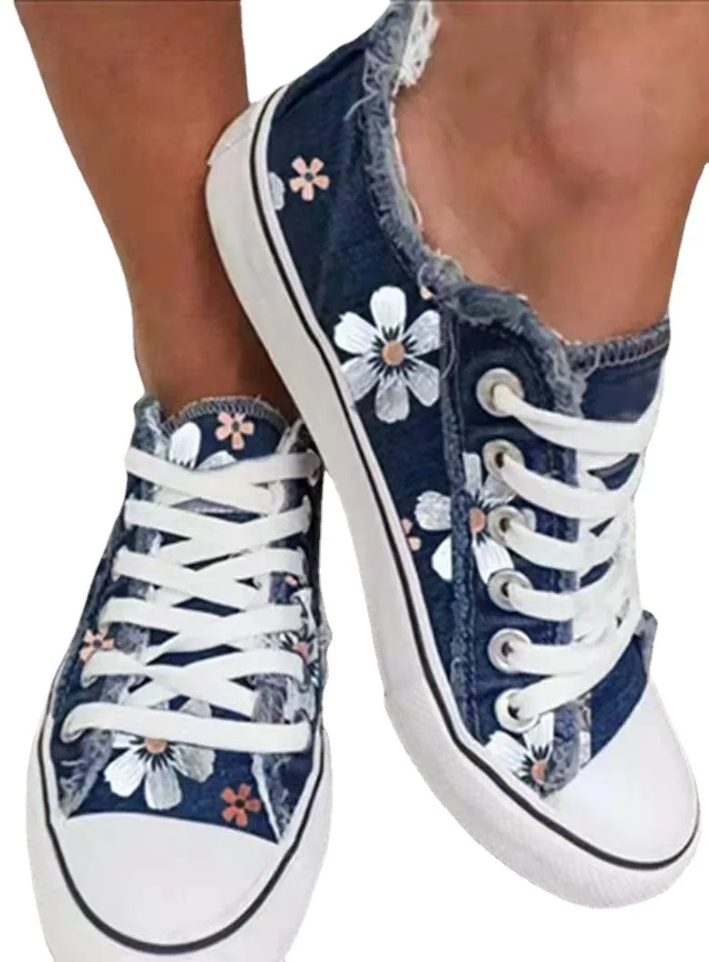 

Sneakers Women 2022 Women Fashion Flowers Lace Up Canvas Shoes Casual Flat Shoes Women Loafers Mujer Vulcanizar Los Zapatos