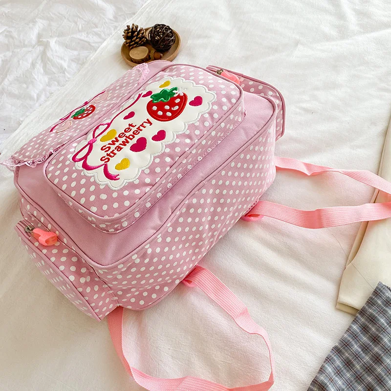 Kids Mochila Backpack 2022 Cute Girl Sweet Lovely Embroidered Fruit Lace Girl Student Schoolbag 