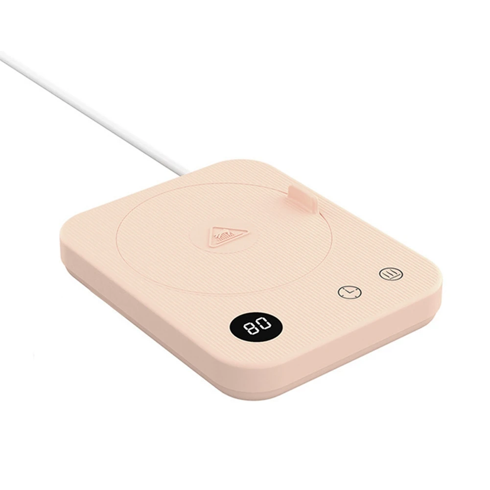 

Home Timing Heating Coaster Plate Coffee Cup Pad Constant Temperature Milk Water Cup Warmer Heater Mat US Plug, Pink