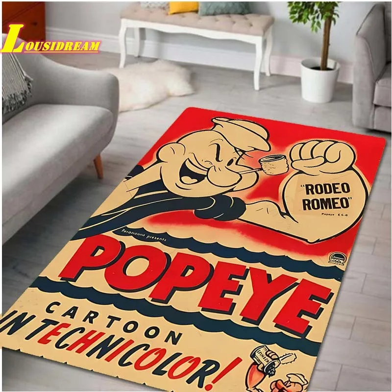 

Popeye Animated Rug Boys and Girls Room Decor Soft Non-Slip Home Decor Rugs Kids Play Crawl Area Rugs Best Birthday Rugs