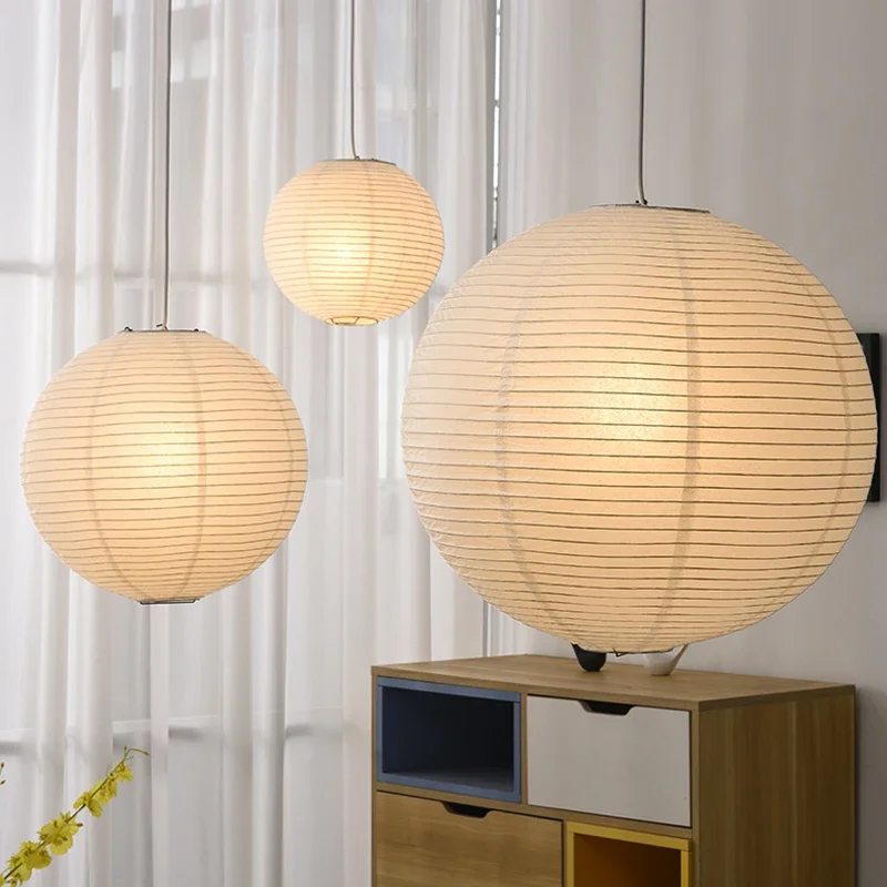 Скандинавская круглая люстра из рисовой бумаги с шариками лампа для гостиной