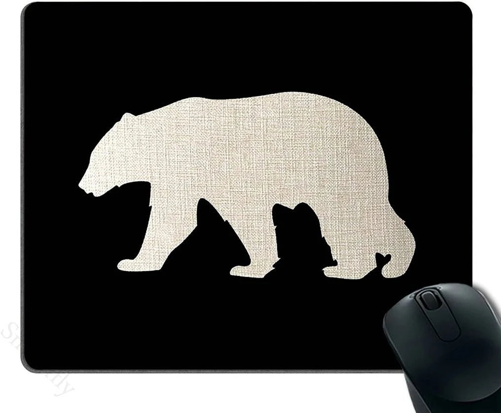 

Black Mouse Pad Black Background Bear Customized Rectangle Non-Slip Rubber Mousepad Gaming Mouse Pad9.5x7.9 In