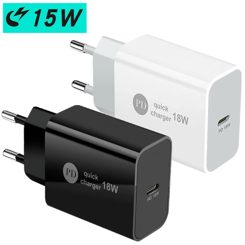 

10pcs 18W Quick Charging PD Type c Wall Charger Eu US UK Power Adapters For IPhone 12 13 Samsung S20 S22 htc lg Android phone