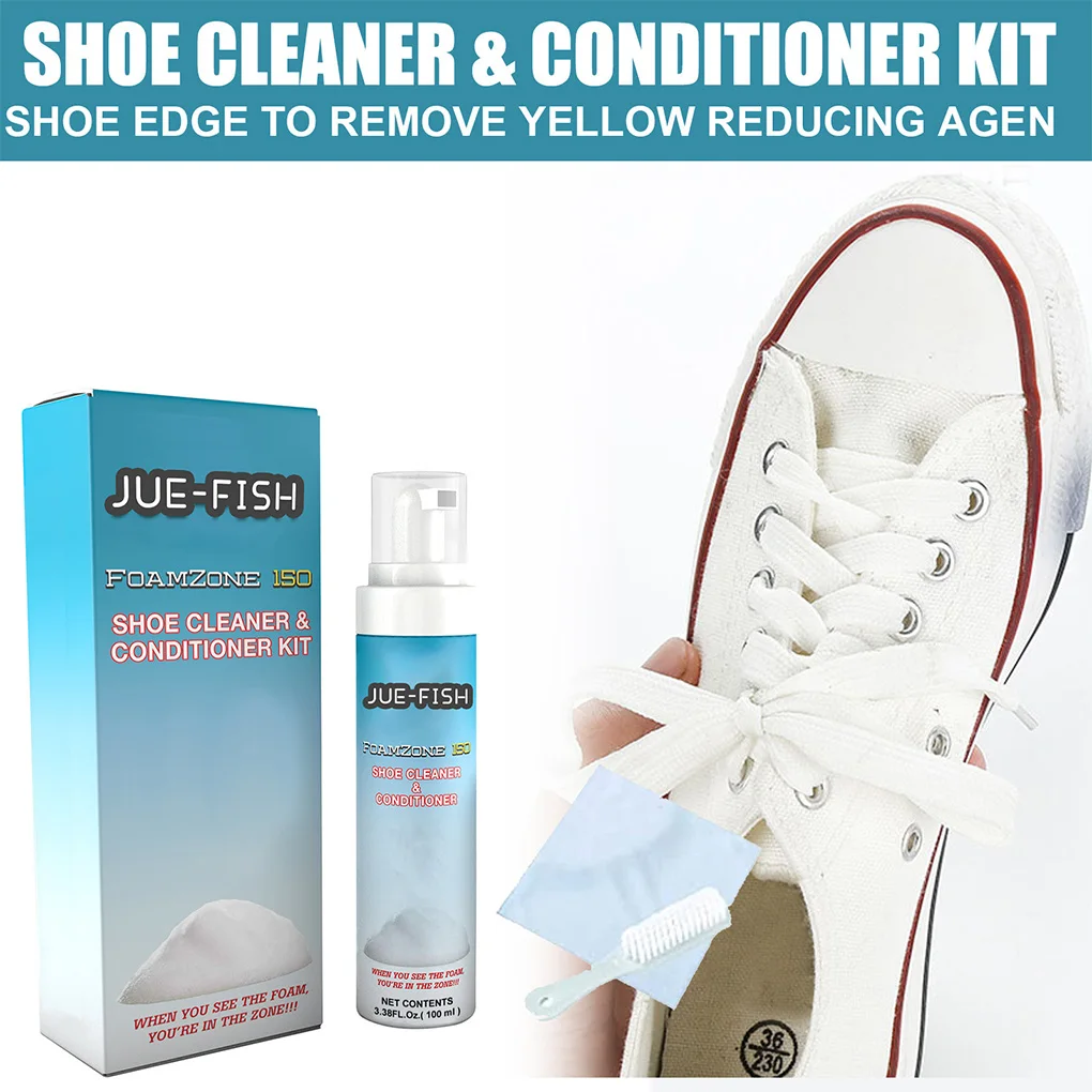 

Jue-Fish 100ml White Shoes Cleaning Foam Non-washing Brightener Remover Whiten Refreshed Polish Clean Tool Leather