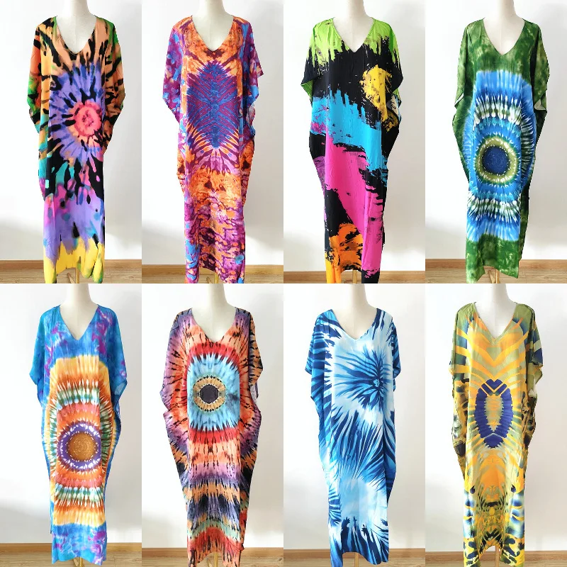 

Bikini Cover-ups 2023 New European and American Beach Smock Printed Robe Seaside Holiday Dress Bikini Sunscreen Shirt Long dress