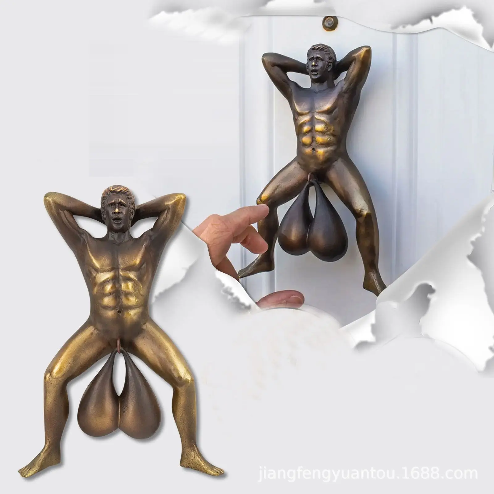 

Male Spoof Doorbell Resin Crafts Funny Home Gate Ball Door Ring Golden Hooligans Hanging Ornament Hanging Ornament Door Crafts