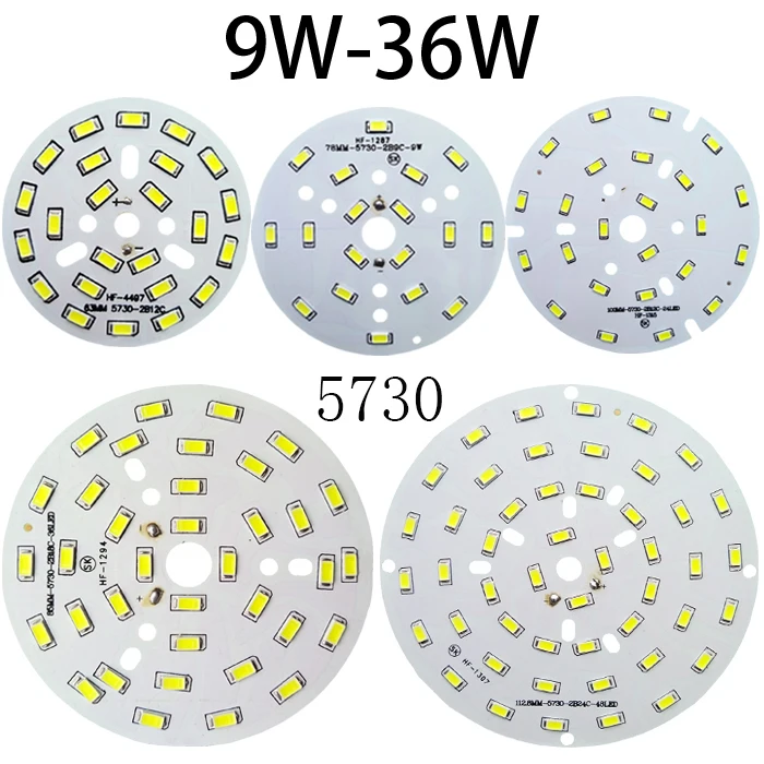 

9W 12W 15W 18W 21W 24W 30W 36W 6mm 10mm Bore 5730 Chip Warm Yellow White SMT SMD LED Light Base Bulb Lamp Bead Emitter