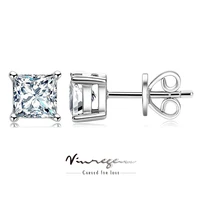 vinregem 925 sterling silver princess cut moissanite pass test diamond stud earrings fine jewelry for women gift drop shipping