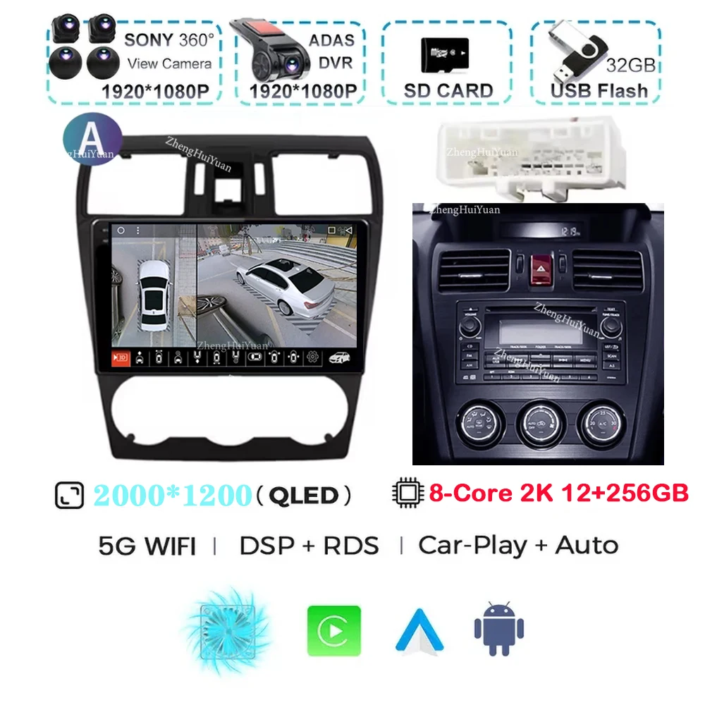 

Android 15 Carplay Auto для Subaru Forester 4 SJ XV WRX 2012-2015 2018 2 Din Автомобильный мультимедийный стереоплеер GPS-навигация Wi-Fi