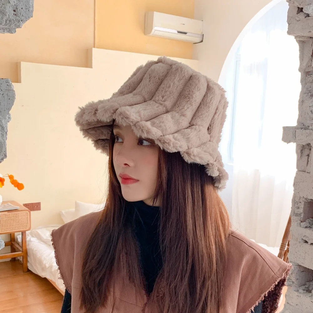 

Warm Fluffy Hat Fuzzy Faux Fur Hat Winter Panama Hat Woman Luxury Winter Woman Hat Designer Bucket Hat Ushanka Fishing Hat