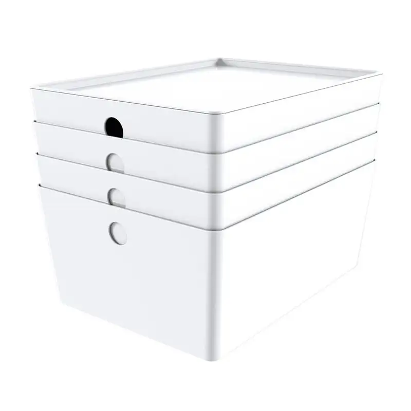 

Large Lidded Storage White Set of 4