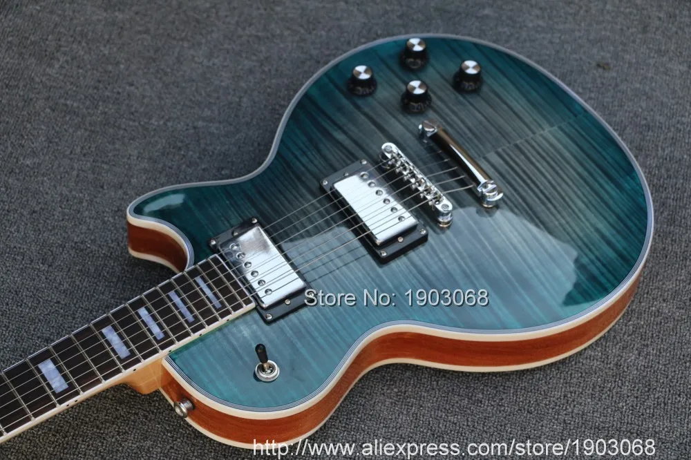 2022 line up custom blue tiger flame top electric guitar High quality mahogany body Chrome hardware free shipping | Спорт и