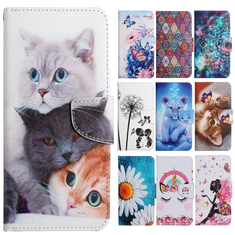 

Wallet Phone Book Case for Funda VIVO Y33S Y21S Y12S Y20i Y15 Y12 Y17 Y11 Y20 Cases Cute Girl Cat Flip Leather Cover Card Holder