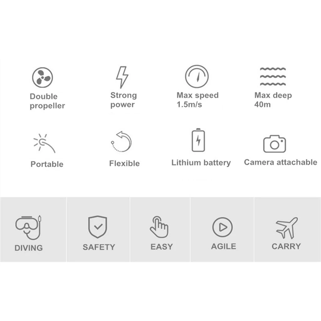 

UNDERWATER SCOOTER DUAL MOTORS ACTION CAMERA SPORTS DIVING GEAR