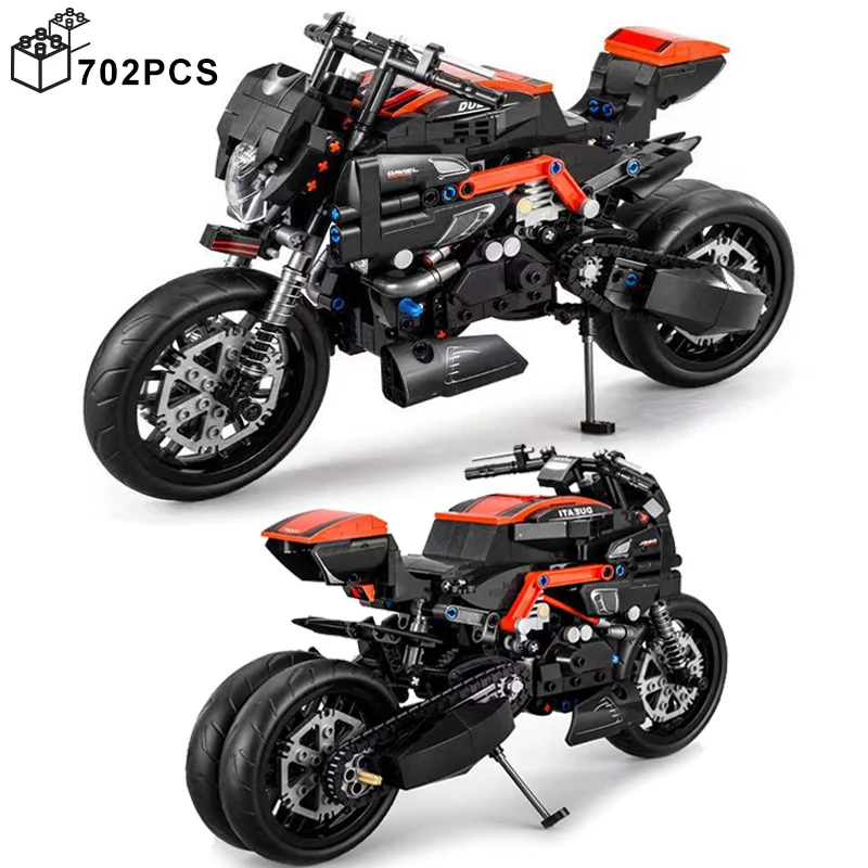

702PCS Technical Ducati Diavel Motorcycle Building Blocks Assemble Motorbike High Tech Vehicle Toys Gifts For Children Boys
