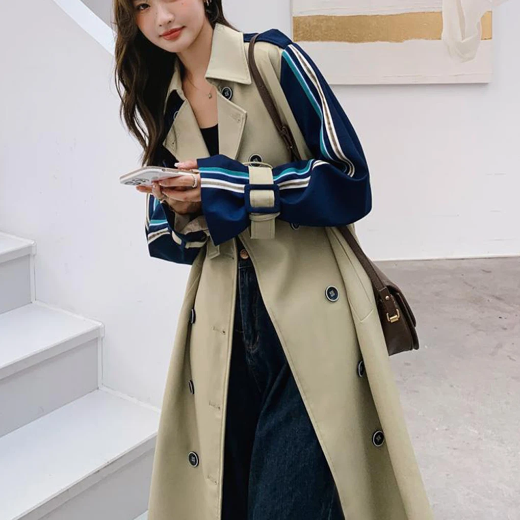 

Winter Autumn V Neck Woman Wind Coat Long Sleeve Thermal Warm Keeping Casual Colorful Decorative Girls Overcoat Clothes S