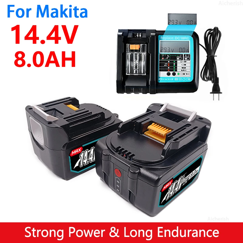 

Сменный литий-ионный аккумулятор BL1460 14,4 В 8000 мАч для Makita BL1430 BL1440 LXT200 BDF340 TD131D со светодиодсветодиодный аккумуляторами для электроинструмент...