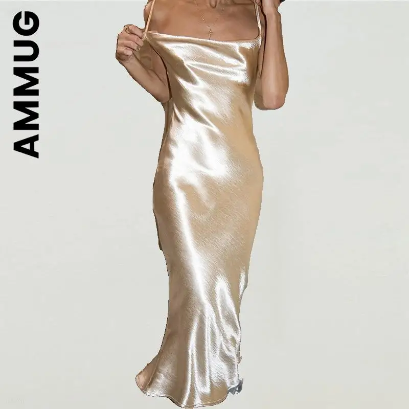 

Ammug Women New Dress Popular Sexy Spaghetti Strap Backless Summer Dress Harajuku Robe Lazy Holiday Clothing Vestidos Female