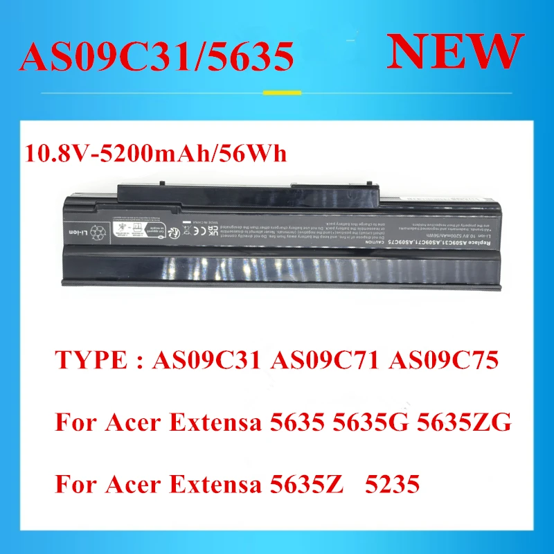 Фото Новый высококачественный аккумулятор AS09C31 AS09C71 AS09C75 для Acer Extensa 5635 5635G 5635ZG 5635Z 5235 10,8 В-56 Втч №1