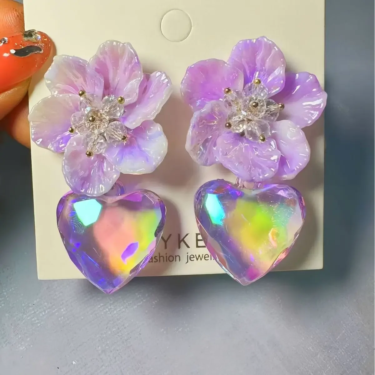 Новый стиль европейская мода градиент фиолетовый маленькие цветочные подвески