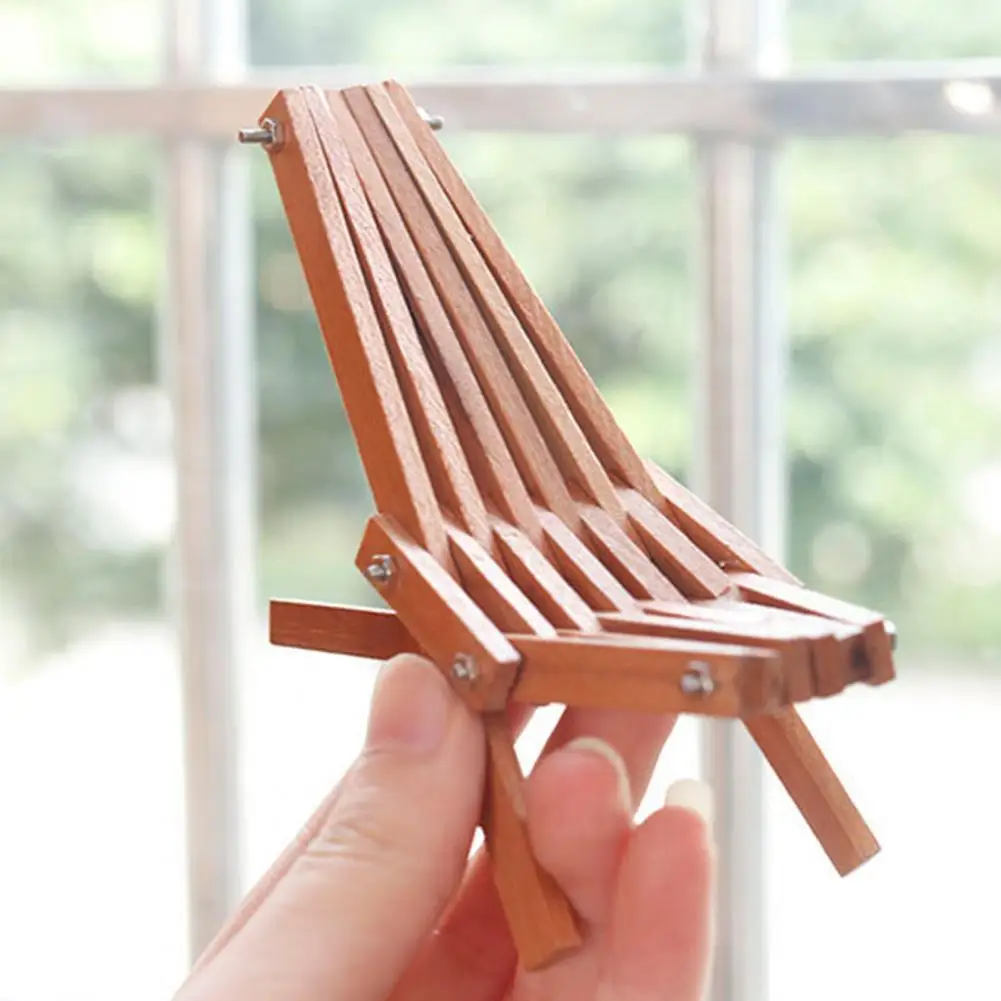 

Miniature Dollhouse Chair Miniature Foldable Beach Lounge Chair Dollhouse Furniture Prop Decorative Toy Accessory for Garden