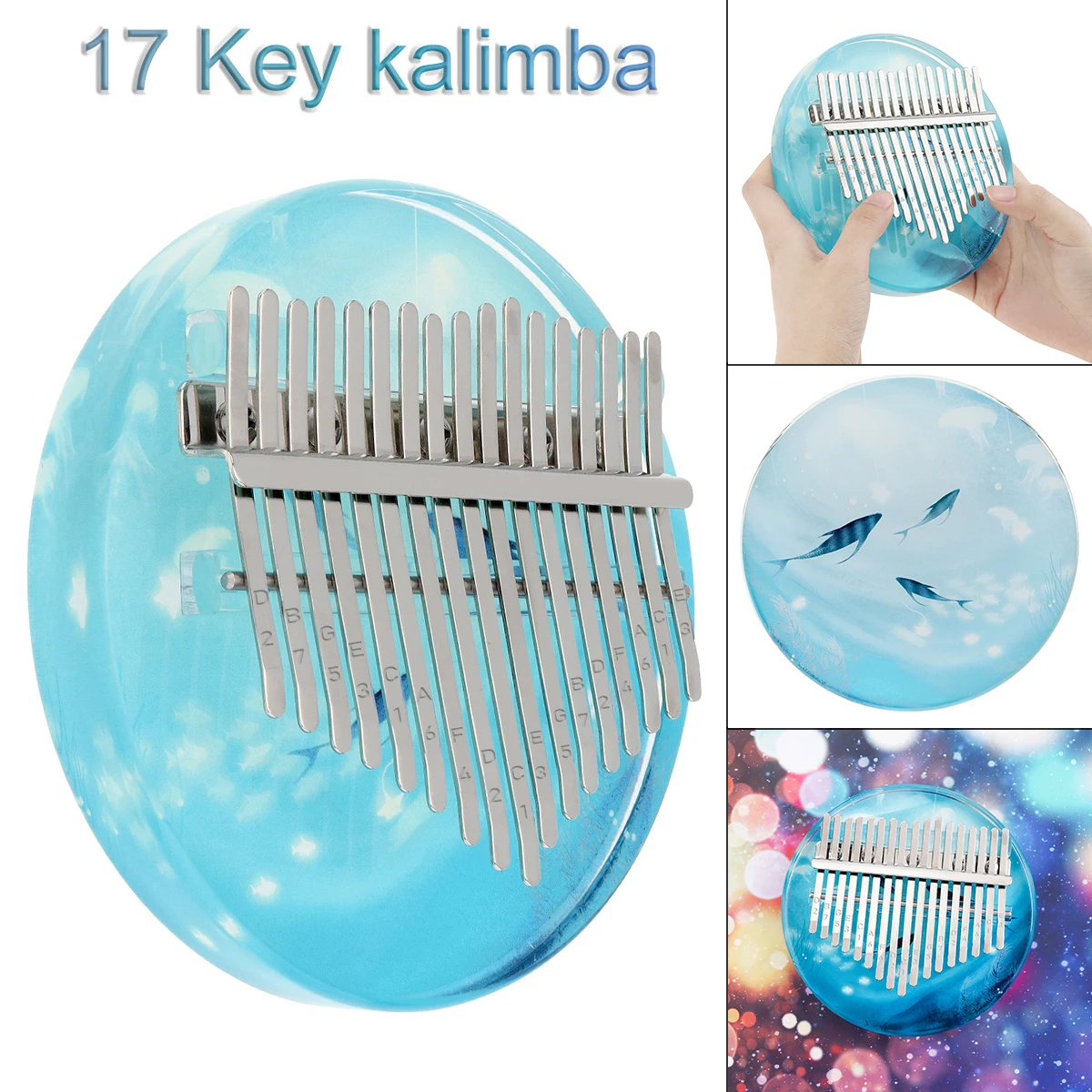 

17 клавиш Kalimba Кристалл окрашенный мечта море большой палец пианино Mbira с эва хранения Чехол рождественские подарки