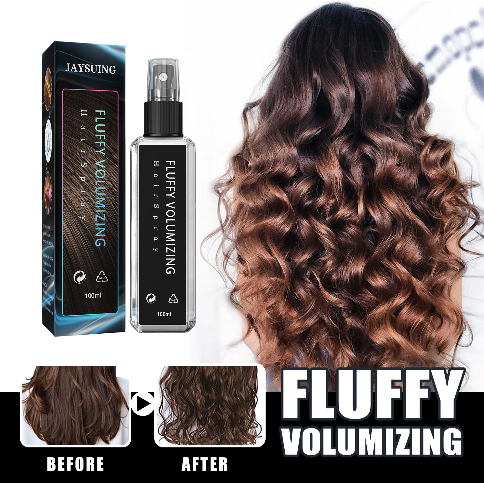 Styling Fluffy Spray Hairspray Unisex Dry Glue Hairstyle Broken Hair Long-lasting Quick-drying Gel Waters Styling Spray Strong