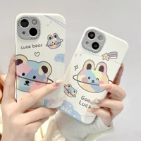 cartoon cute bear doll rabbit phone cases for iphone 13 12 11 pro max xr xs max x 78plus couple anti drop soft silicone shell