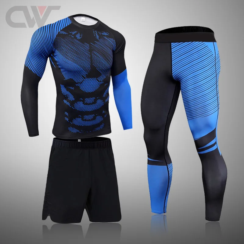 

Men's 3-Piece Sportswear Sports Suit Running Gym Yoga Training Of Men's Quick-Drying Compression Clothing Tracksuit Men