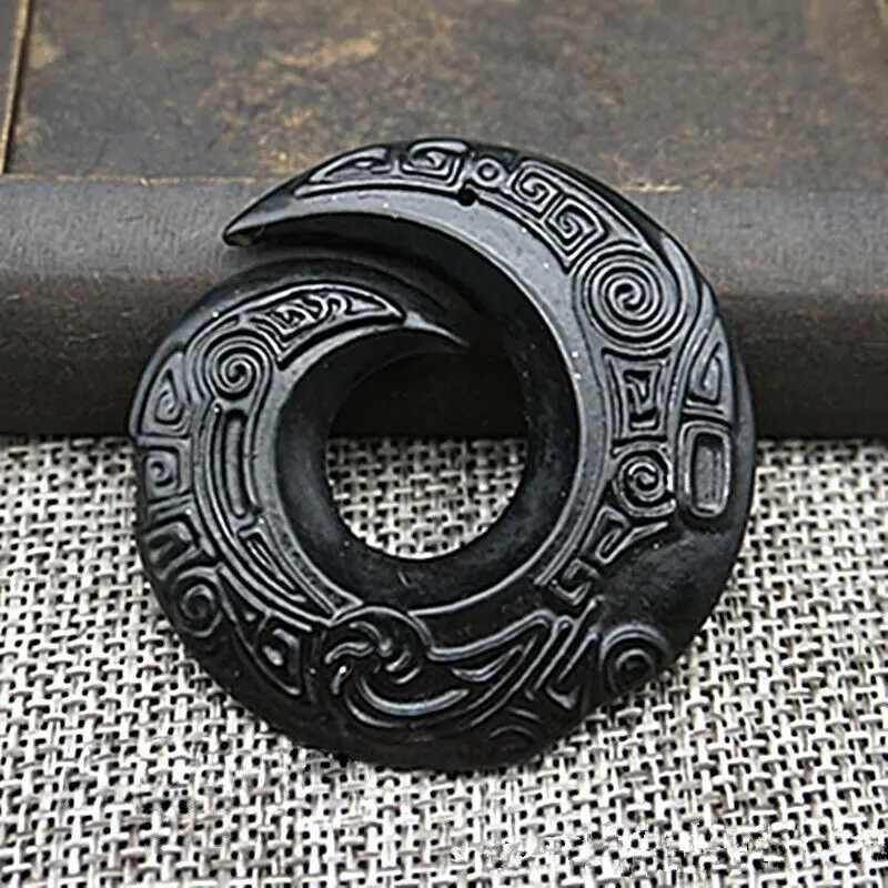 

Женский черный зеленый амулет, подвеска в виде дракона, Нефритовое ожерелье