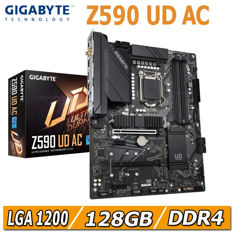 

Gigabyte Z590 UD AC Motherboard LGA 1200 CPU 11th/10th Core 4DDR4 DIMM 128GB Mainboard Intel Z590 PCI-E 4.0 M.2 SATAlll ATX NEW