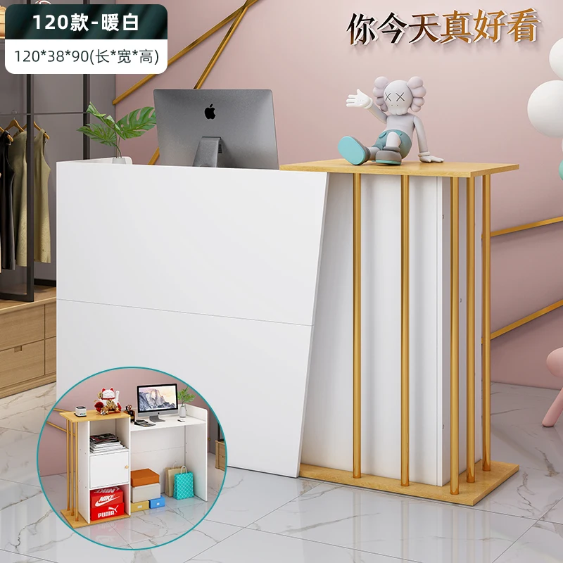 Barber shop light luxury cashier clothing shop small counter beauty salon reception desk nordic business reception funiture images - 6